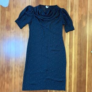 80s sheer patterned office dress so cute 7/8